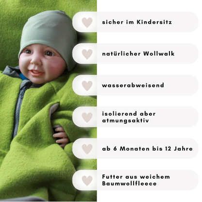 Kindersitzponcho Wollwalk "Pure Apple"