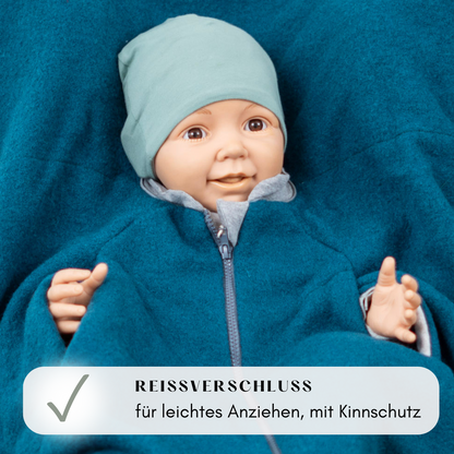 Kindersitzponcho Wollwalk "turquoise"