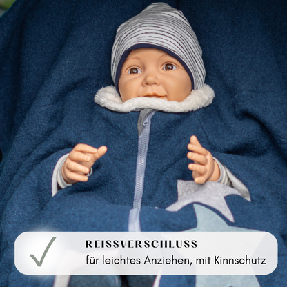 Kindersitzponcho Wollwalk "Petrol"