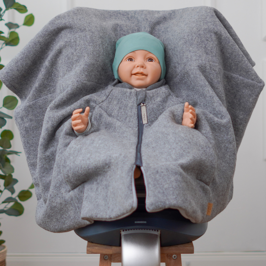 Kindersitzponcho Wollwalk "Pure Grey"