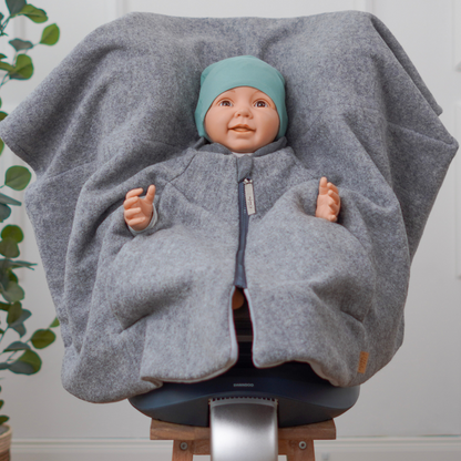 Kindersitzponcho Wollwalk "Pure Grey"