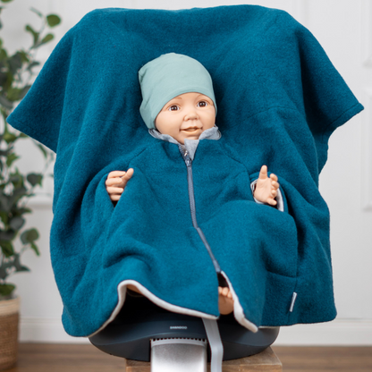 Kindersitzponcho Wollwalk "turquoise"