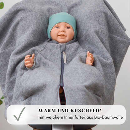 Kindersitzponcho Wollwalk "Pure Grey"