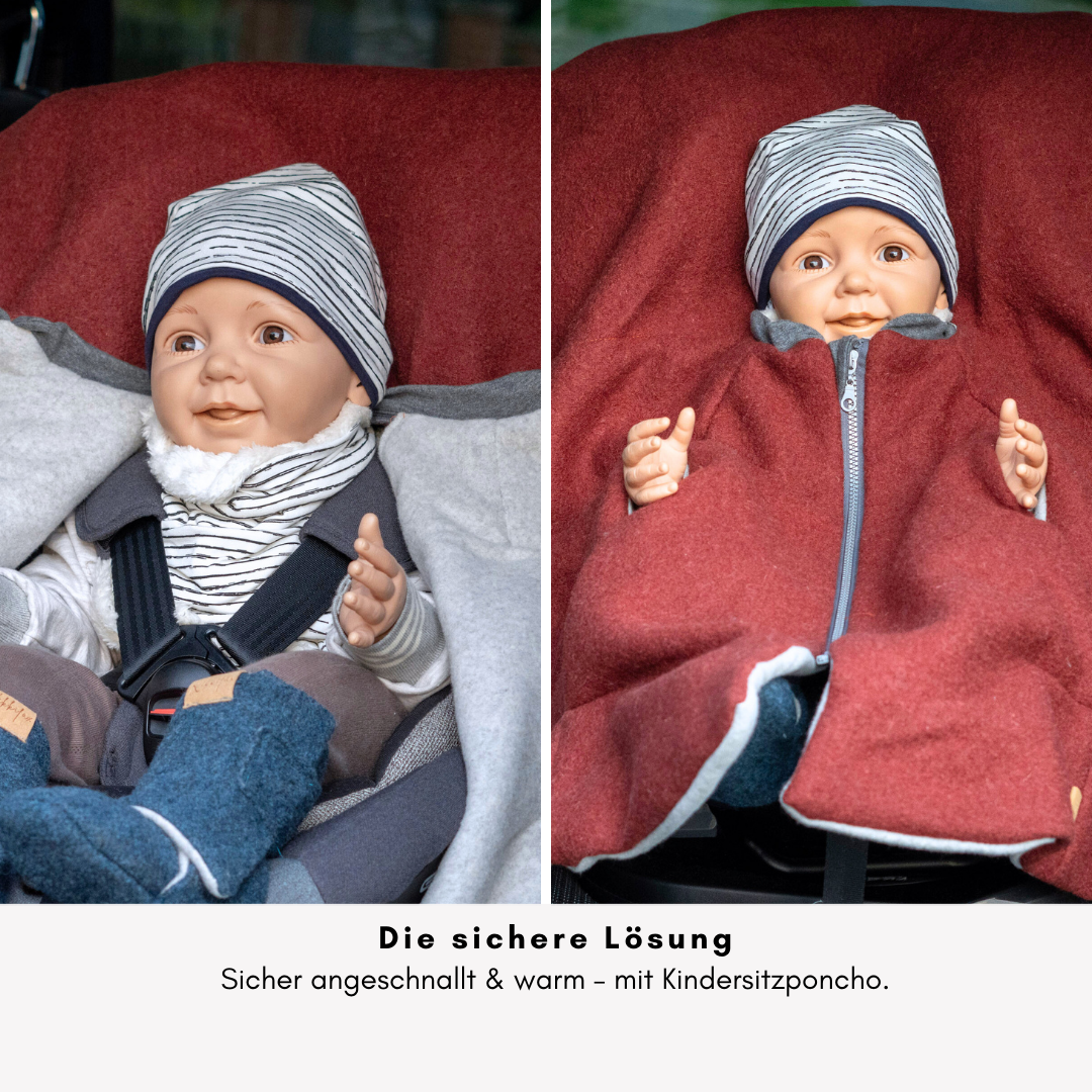 Die sichere Lösung – Poncho für Kindersitz: schnell angepasst & wärmend