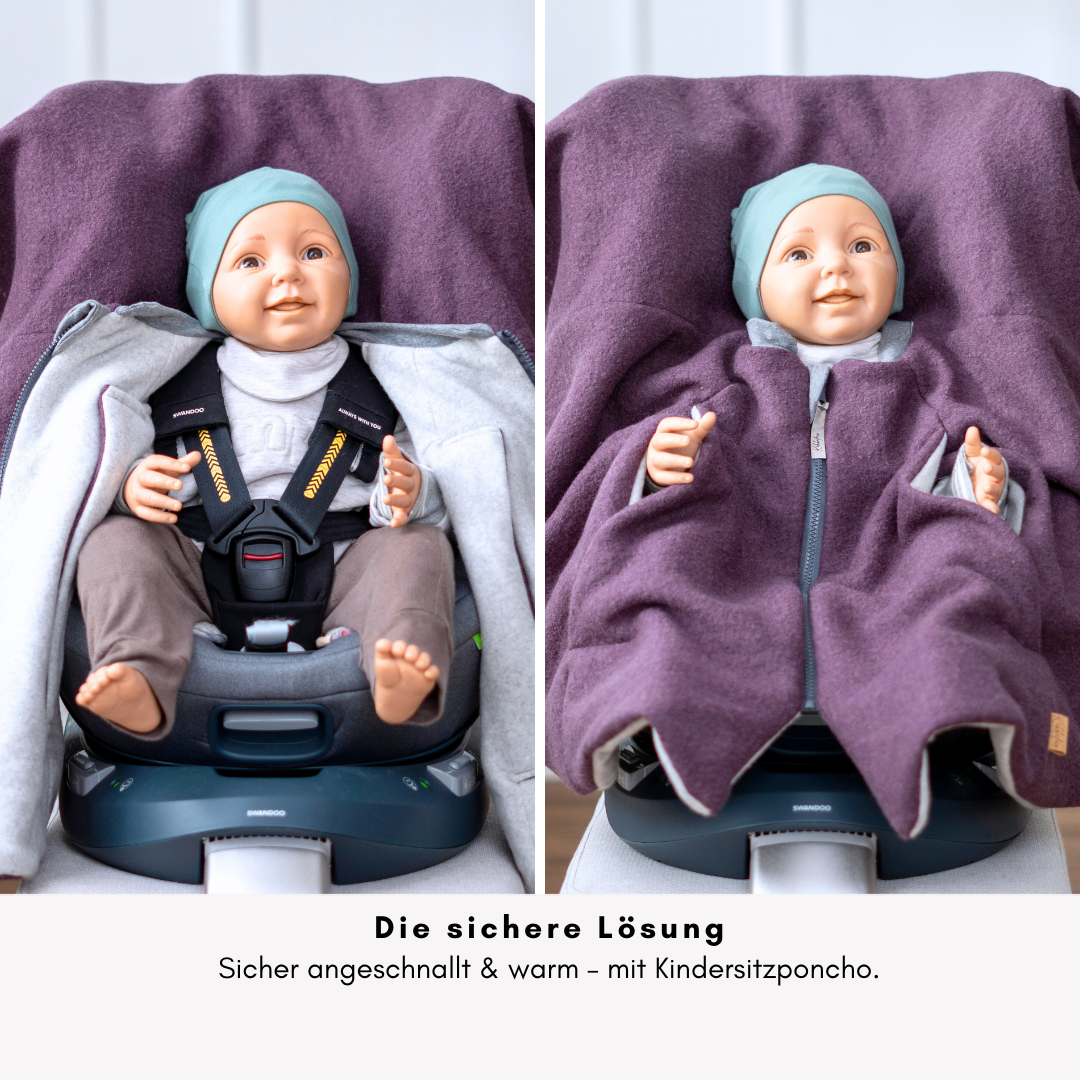 Kindersitzponcho Wollwalk "dusty Purple"
