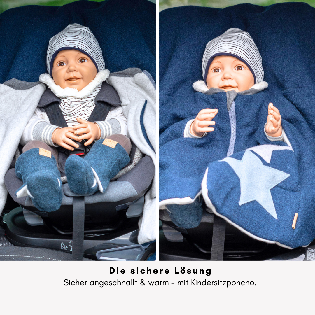 Kindersitzponcho Wollwalk "Petrol"