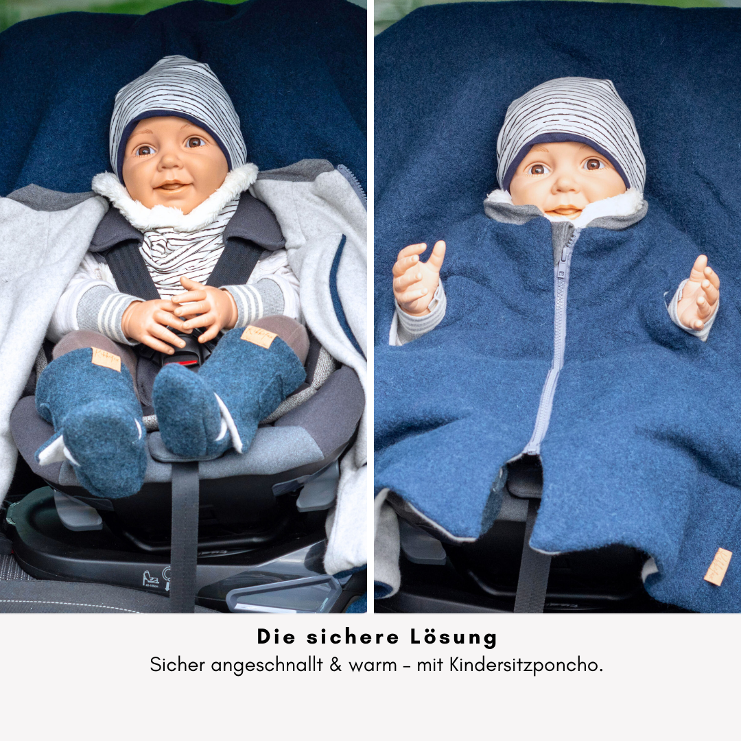 Offen & geschlossen: Kindersitzponcho – sicher anschnallen & warm bleiben