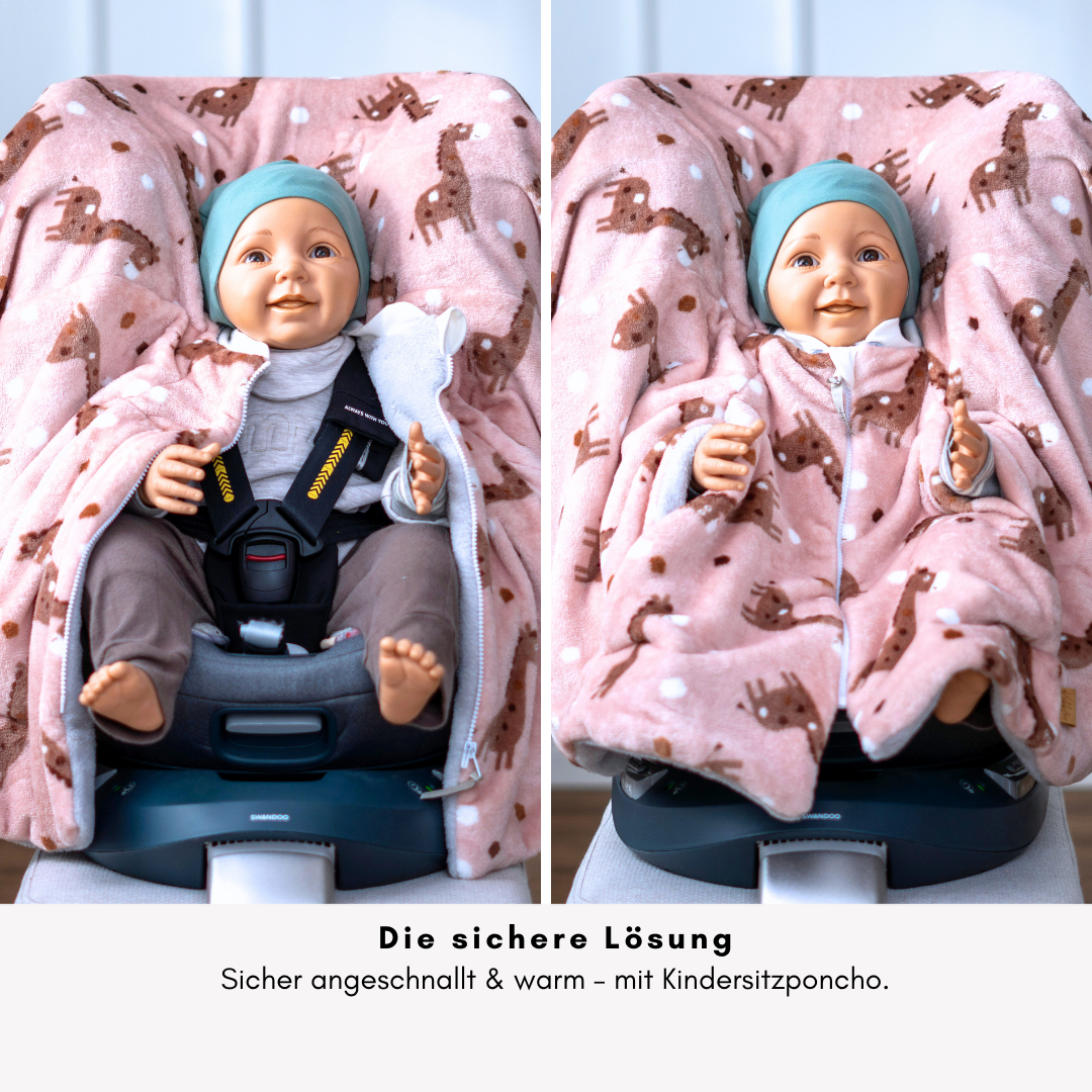 Die sichere Lösung – Poncho für Kindersitz: schnell angepasst & wärmend