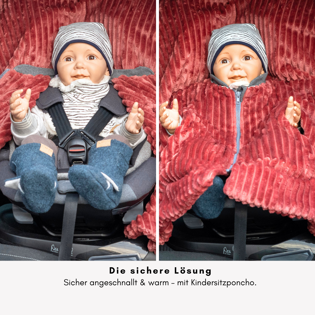 Die sichere Lösung – Poncho für Kindersitz: schnell angepasst & wärmend