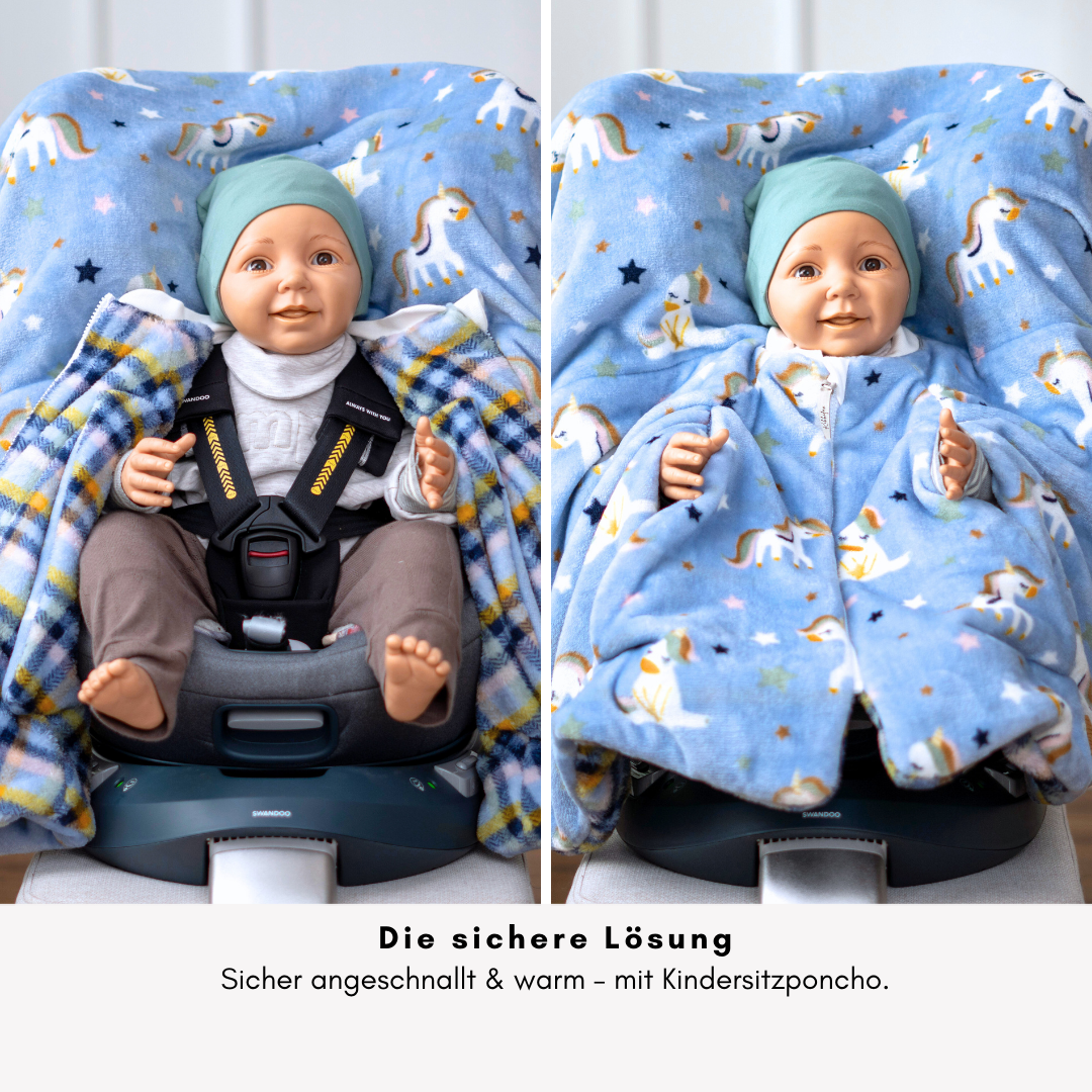 Die sichere Lösung – Poncho für Kindersitz: schnell angepasst & wärmend