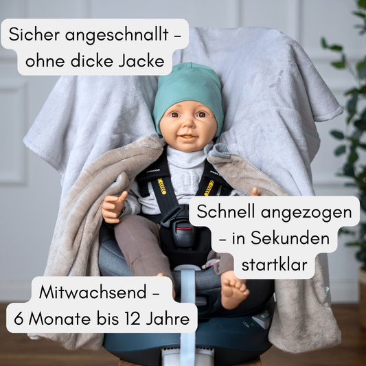 Kindersitzponcho "flauschig grau"