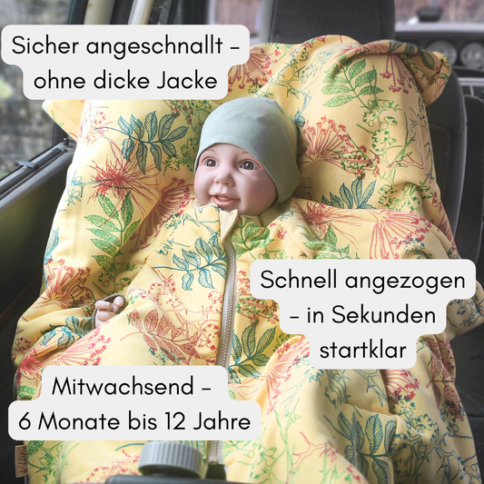 Kindersitzponcho Happy "Floral gelb"