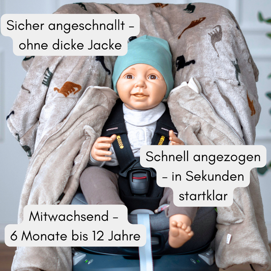 Kindersitzponcho "flauschiger Dino"