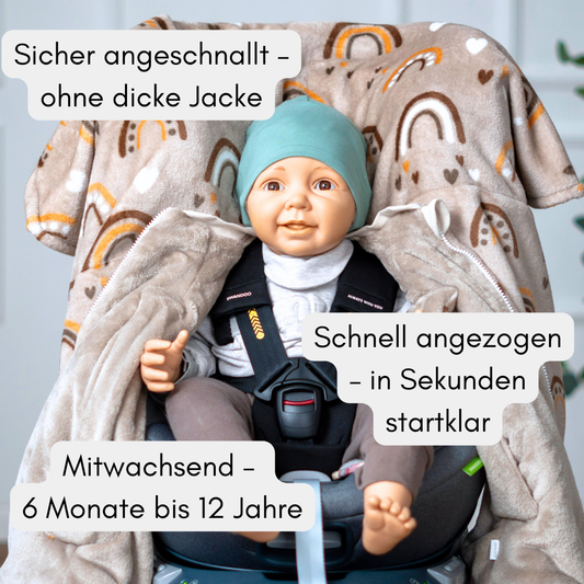 Kindersitzponcho "flauschiger Regenbogen"