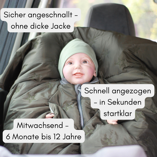Kindersitzponcho Stars Olive