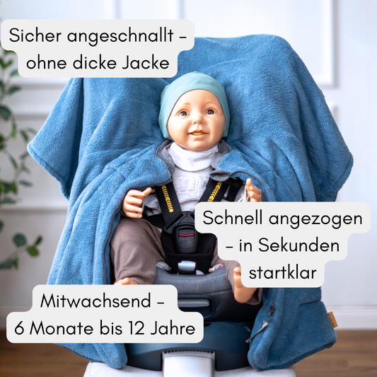 Kindersitzponcho "flauschig blau"
