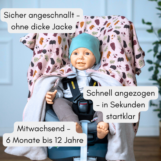 Kindersitzponcho Happy "Blätter Rosa"