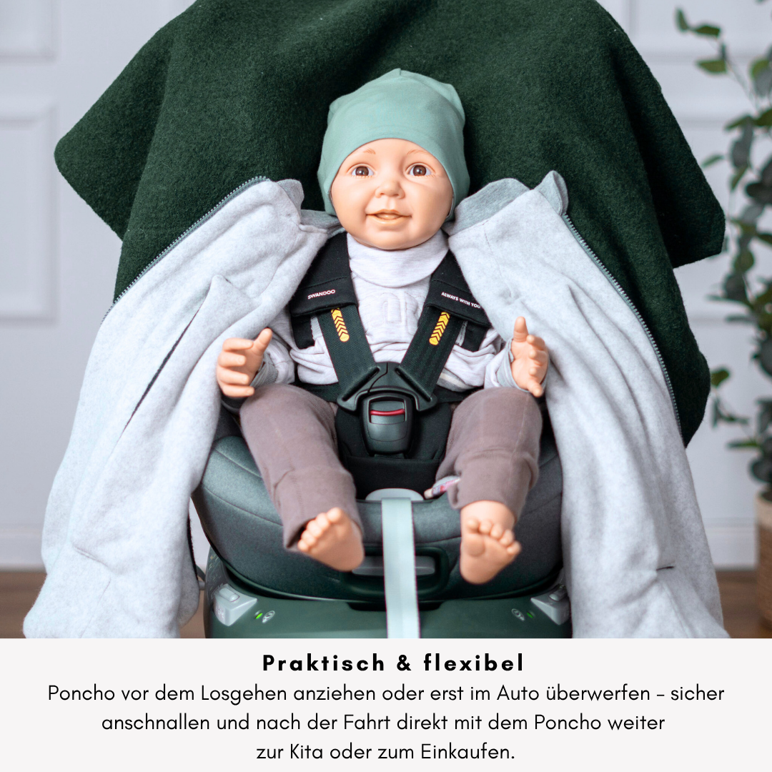 Kindersitzponcho Wollwalk "Olive"