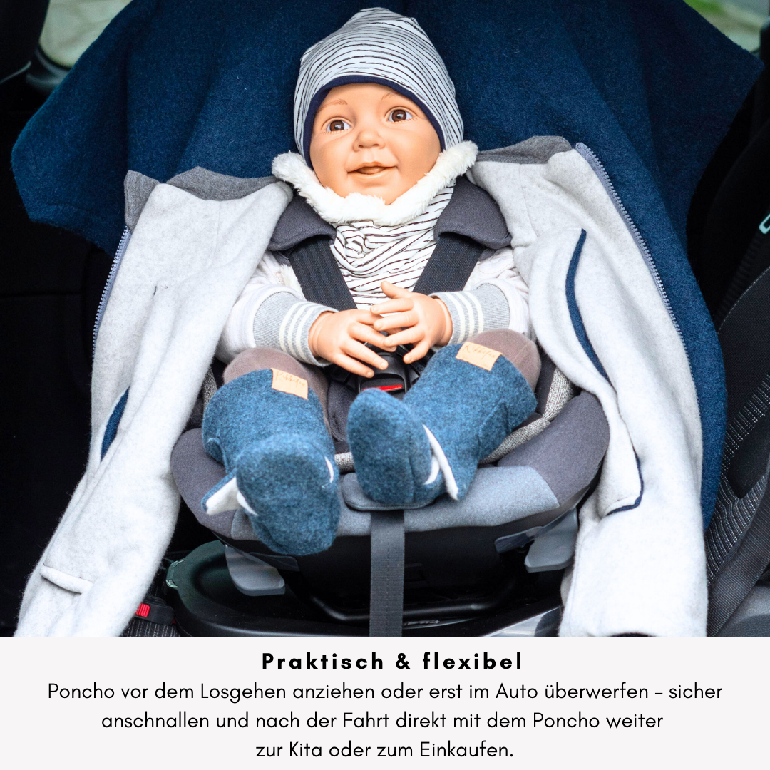 Kindersitzponcho Wollwalk "Petrol"