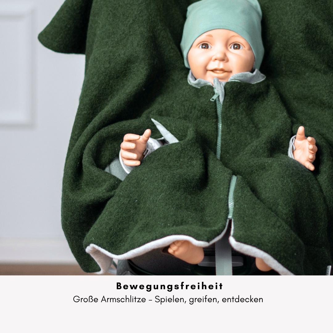 Kindersitzponcho Wollwalk "Olive"