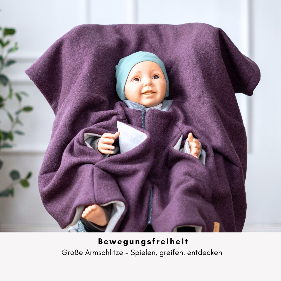 Kindersitzponcho Wollwalk "dusty Purple"