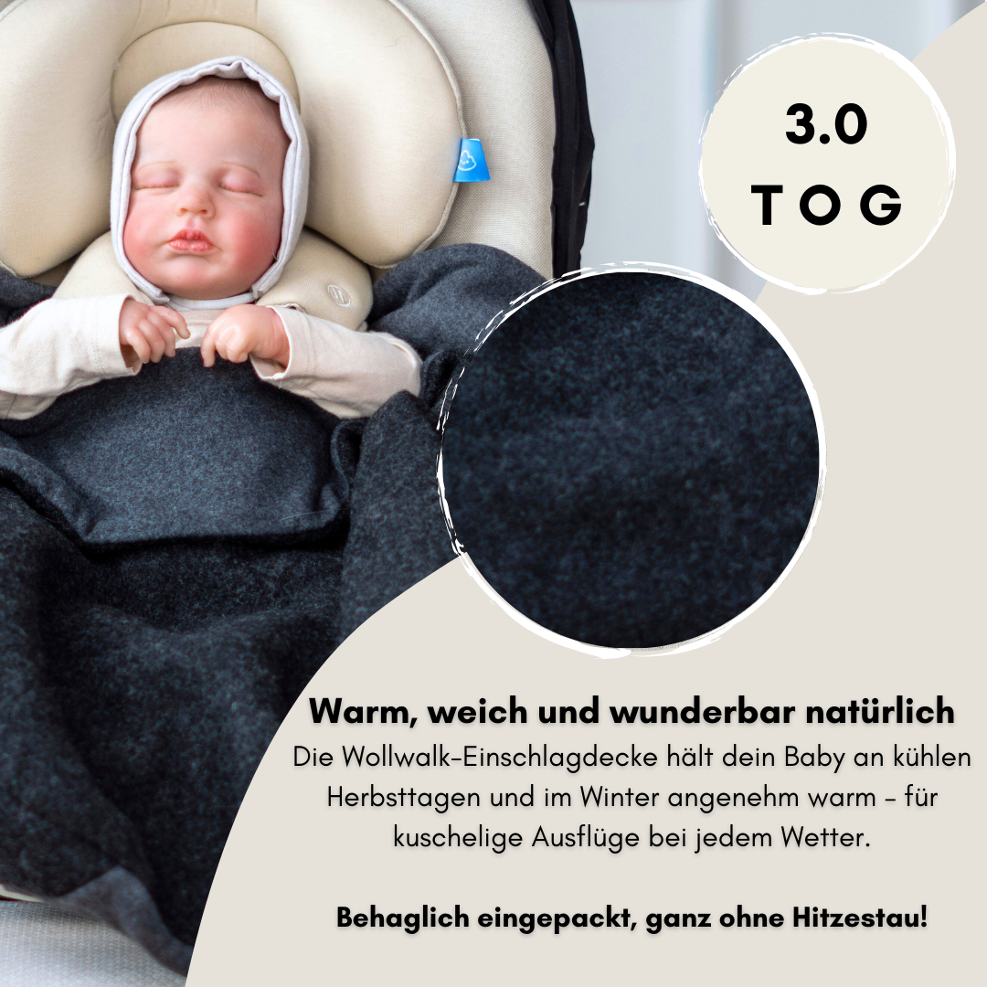 Einschlagdecke "Wollwalk anthrazit mit dunklem Futter"