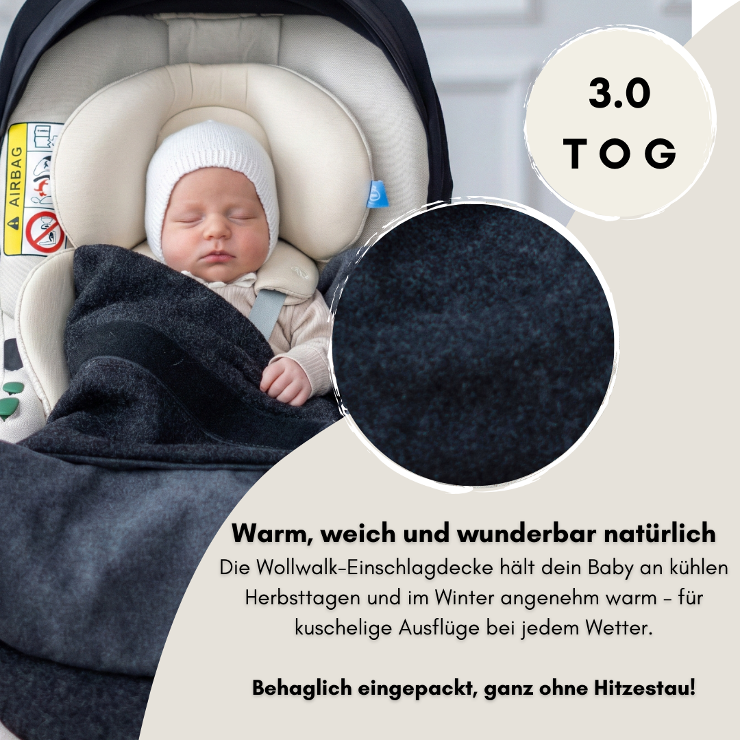 Einschlagdecke "Wollwalk anthrazit mit dunklem Futter"