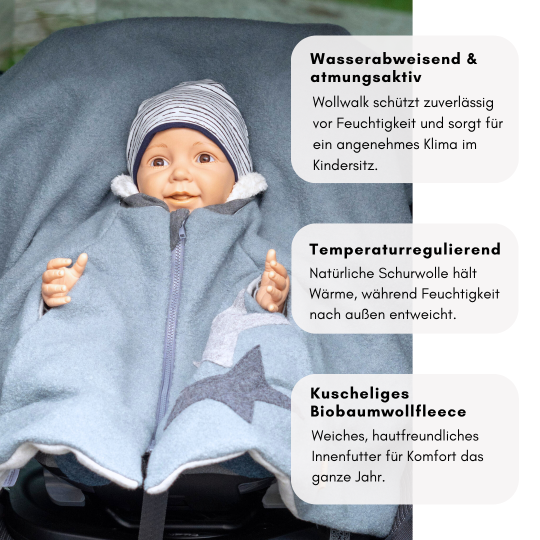 Kindersitzponcho Wollwalk "Dusty Mint"