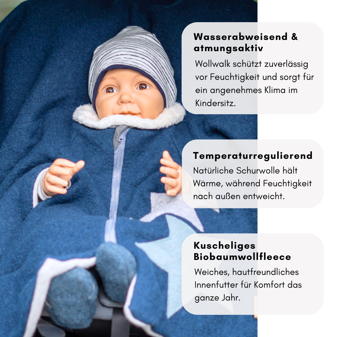 Kindersitzponcho Wollwalk "Petrol"