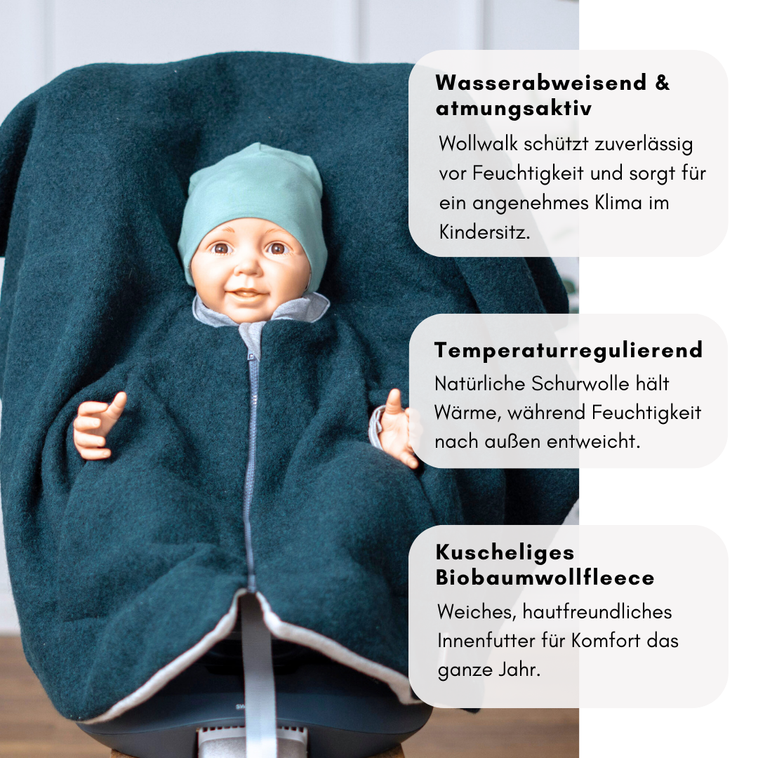 Wollwalk‑Poncho geschlossen – atmungsaktiv, wärmend & griffig