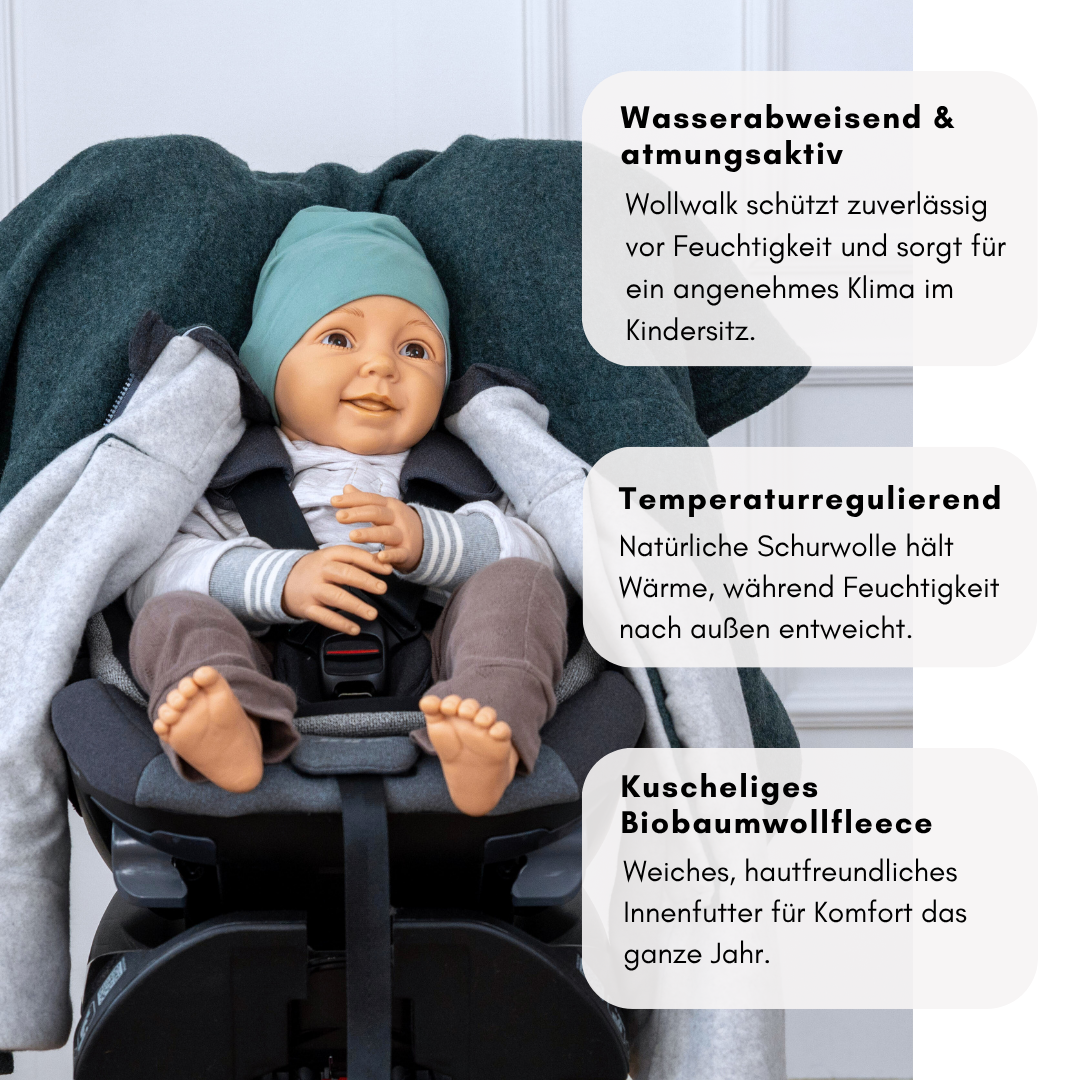 Kindersitzponcho Wollwalk "Eukalyptus"
