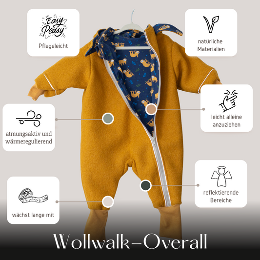 Wollwalk-Overall für draußen – wind- und wetterfest, bequem und weich
