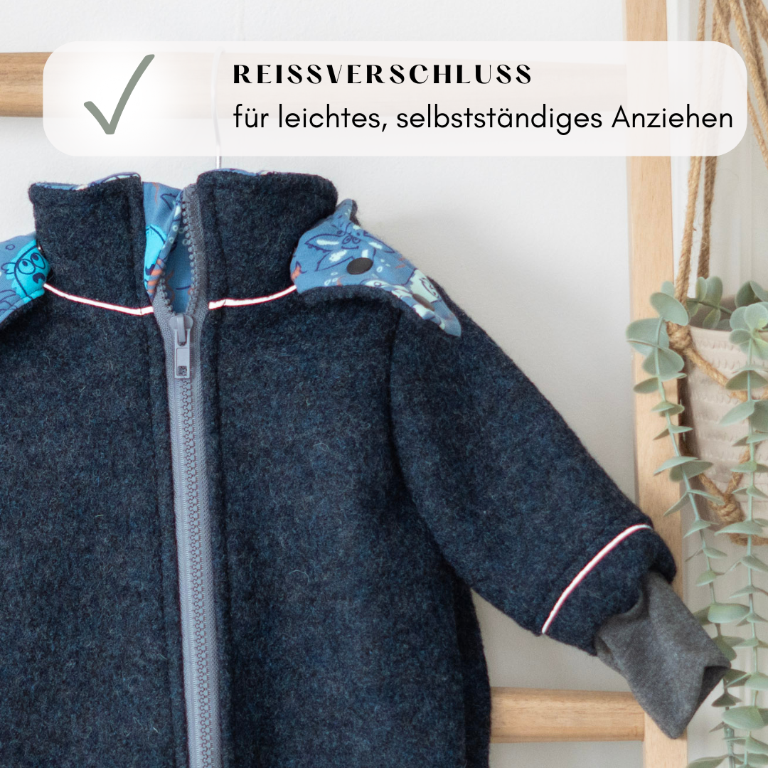 Walkjacke dunkelblau mit Reiverschluss