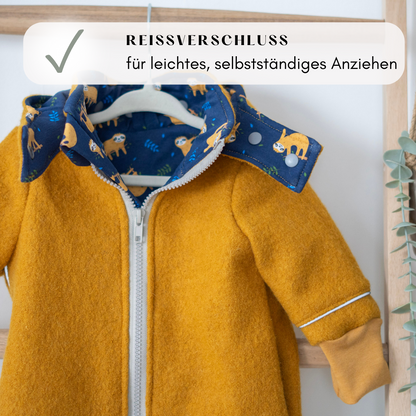 Wollwalkjacke Senfgelb mit Reißerschluss