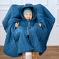 XL Kindersitzponcho aus Jackenstoff – mitwachsend für größere Kinder im Auto-Kindersitz in Petrol