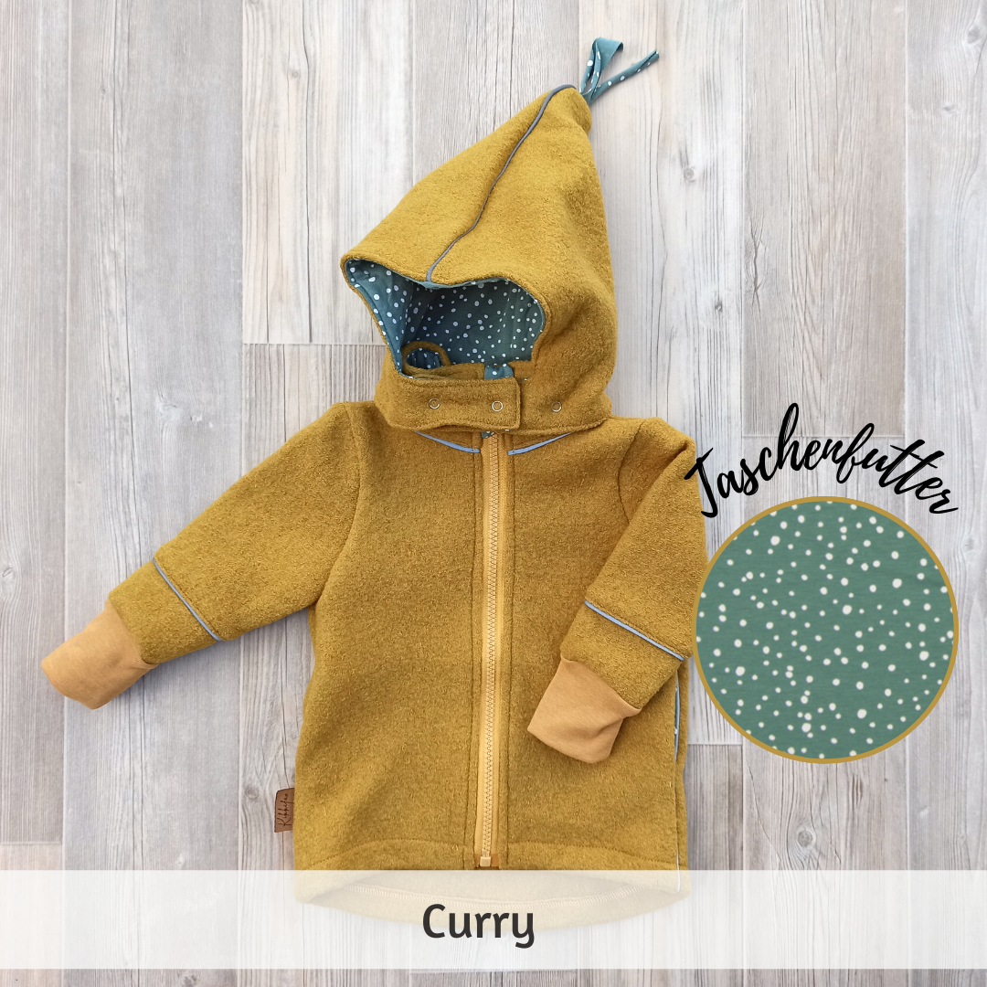 Walkjacke mit Kapuze Curry 