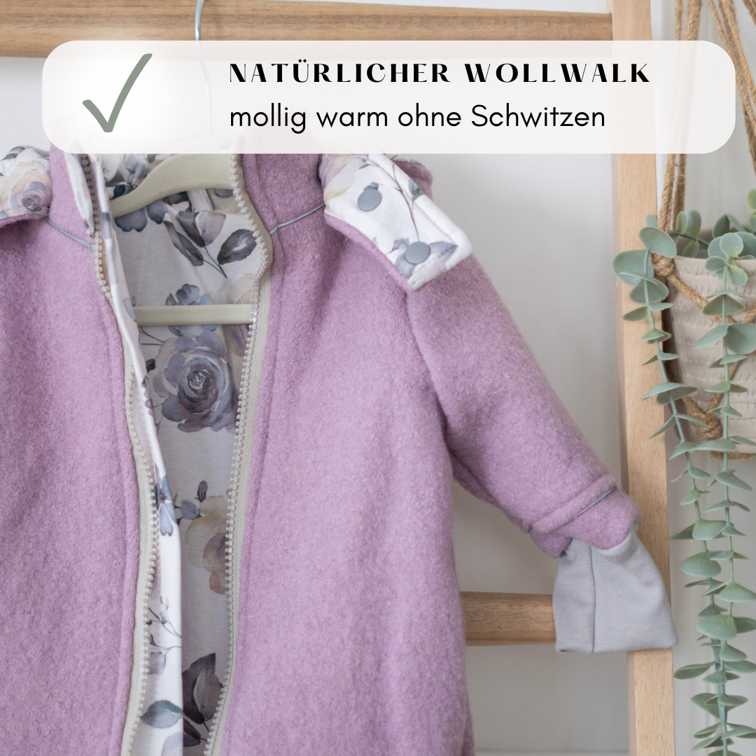 Wollwalkjacke Rosa mit Blumenmuster 