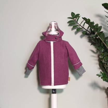 Wollwalk Jacke "Alex" mauve mit Bio-Jersey Futter 86/92